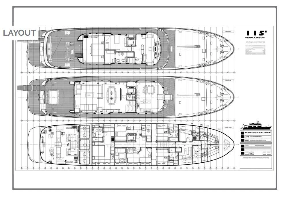 diagram, engineering drawing aboard TANANAI Yacht for Sale