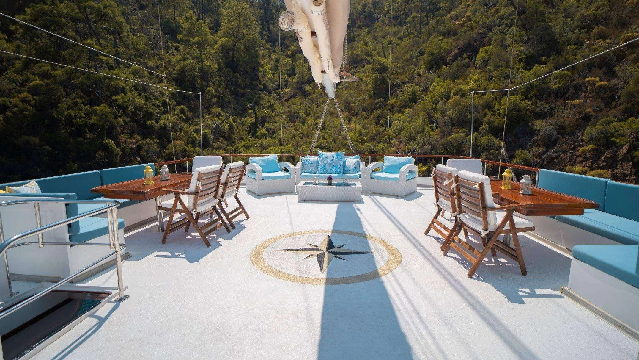 a person jumping on a trampoline aboard WHITE SWAN Yacht for Sale
