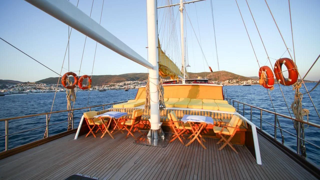 a boat on the water aboard WHITE SWAN Yacht for Sale