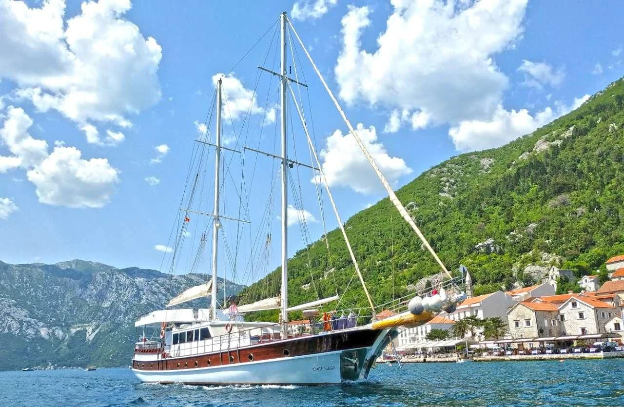 a boat on the water aboard WHITE SWAN Yacht for Sale