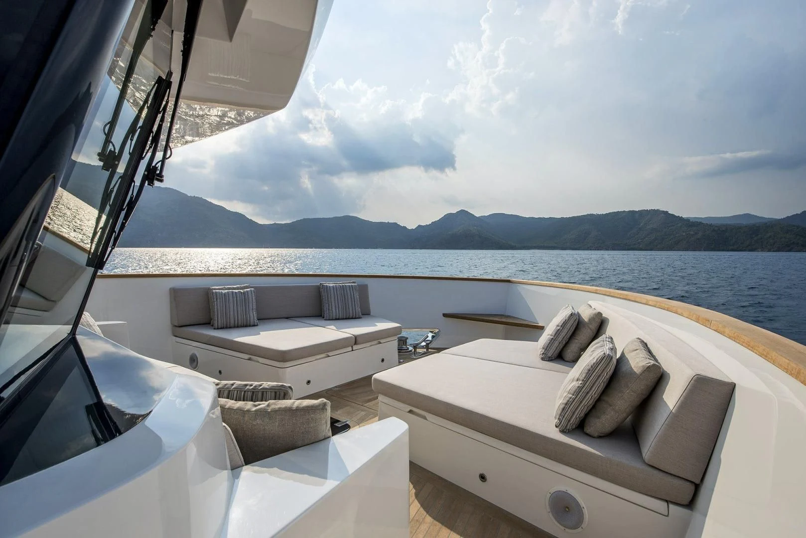 a room with a bed and a view of the ocean aboard NUMARINE 22XP/07 Yacht for Sale