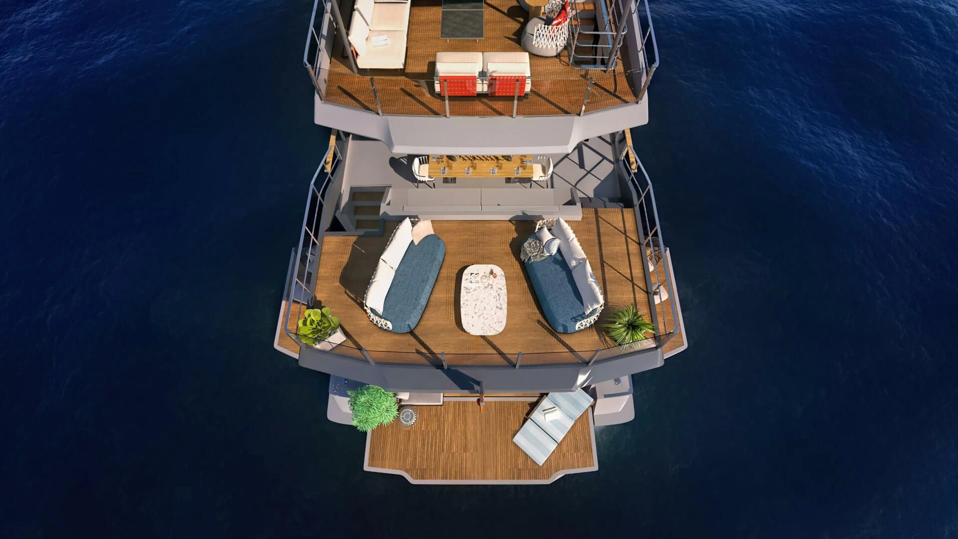 a house with a deck and a pool aboard NUMARINE 22XP/07 Yacht for Sale