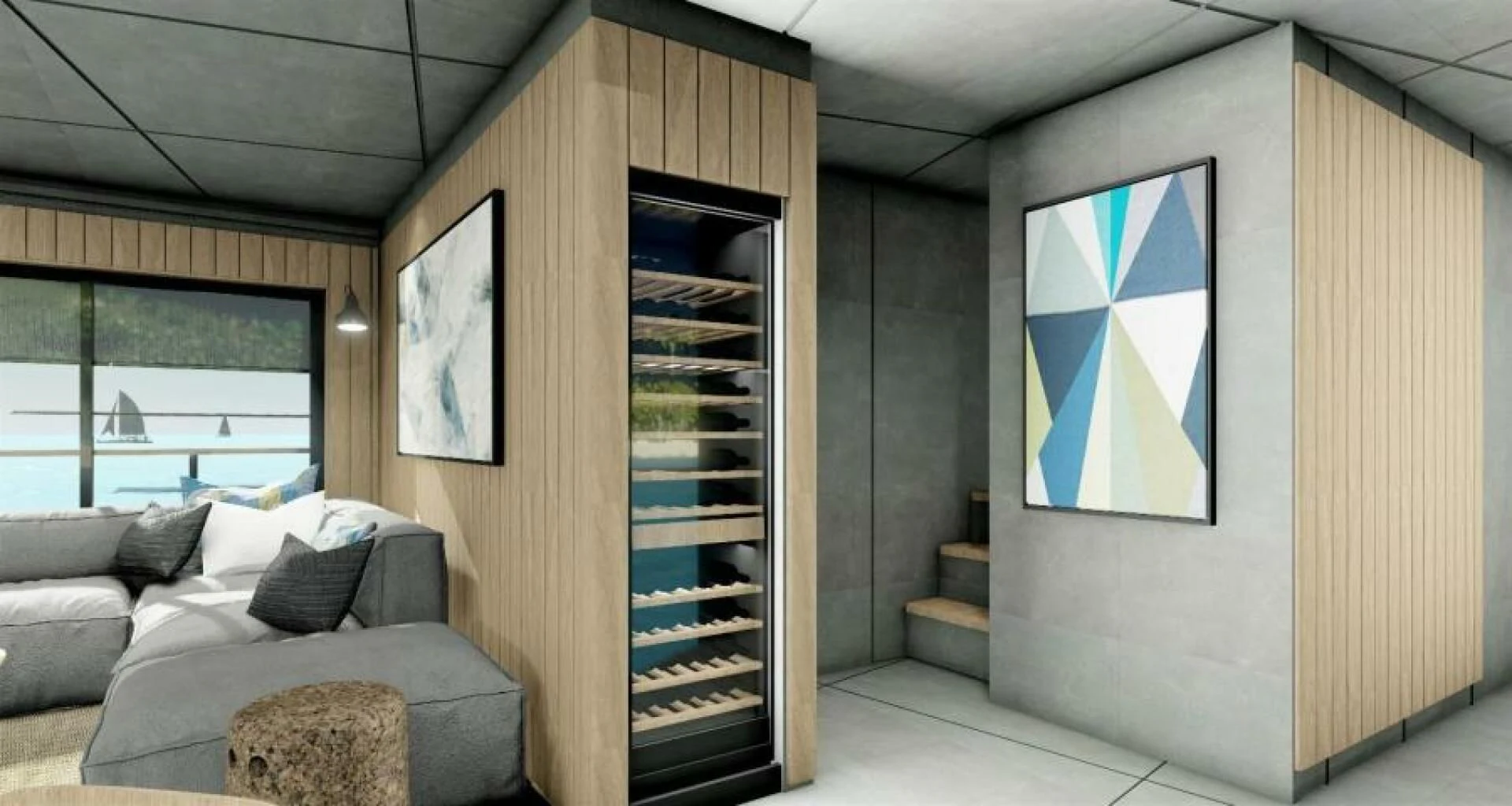 a room with a bed and a painting on the wall aboard NUMARINE 22XP/07 Yacht for Sale