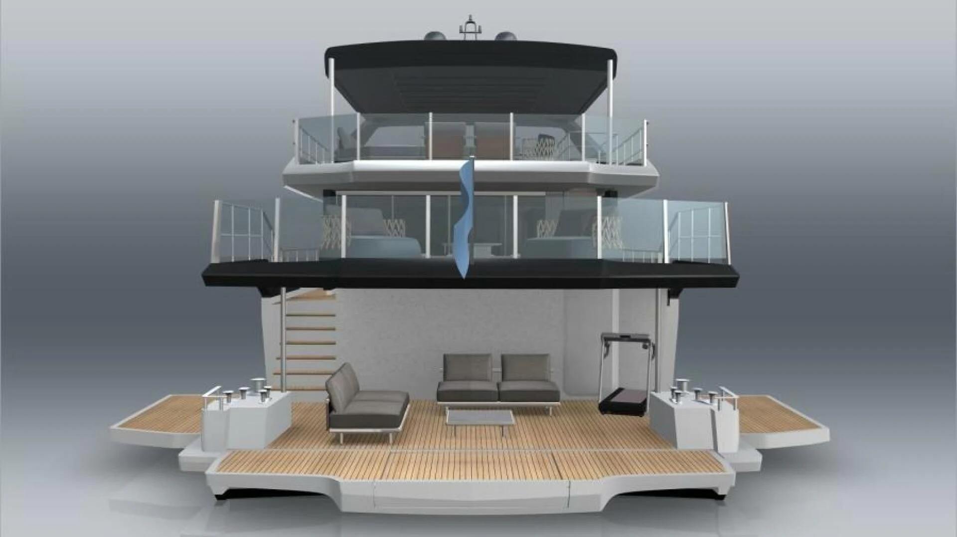 a white model of a house aboard NUMARINE 22XP/07 Yacht for Sale