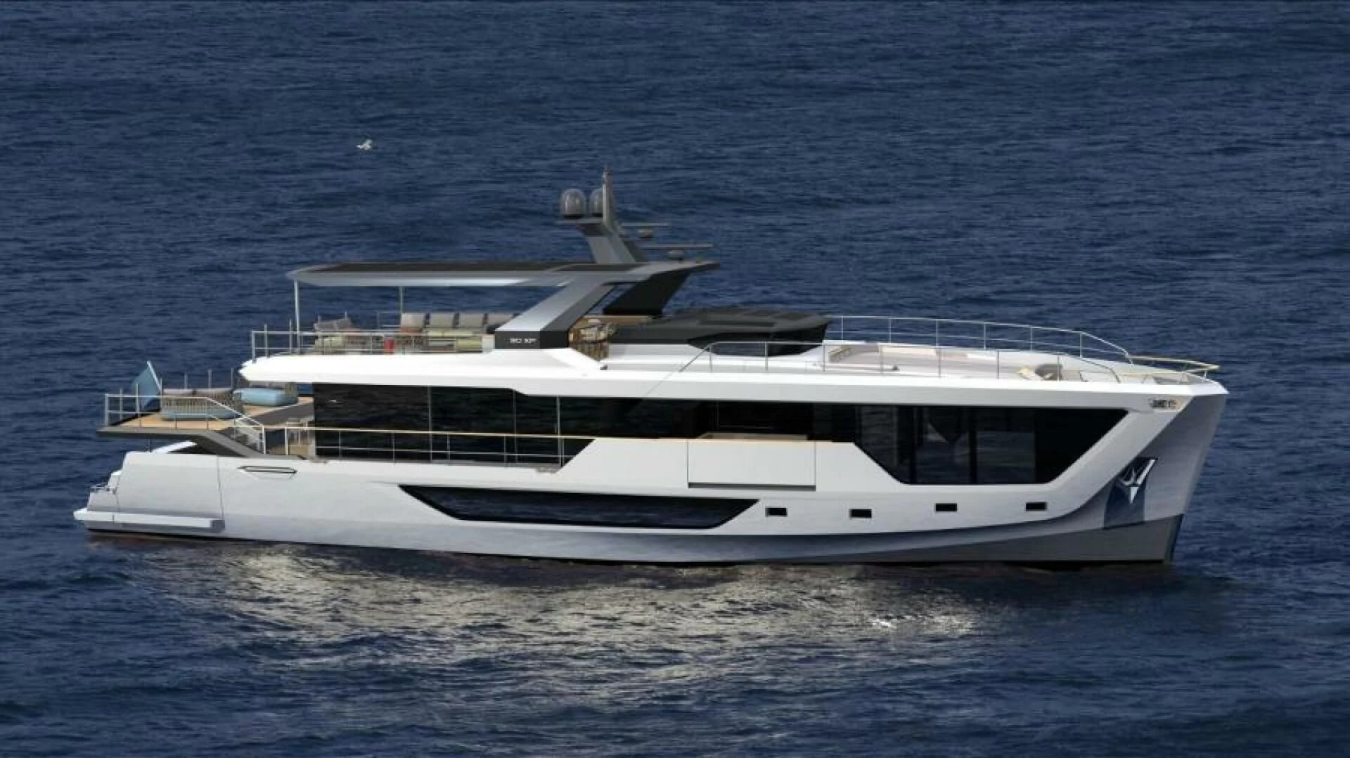 a white yacht in the water aboard NUMARINE 22XP/07 Yacht for Sale