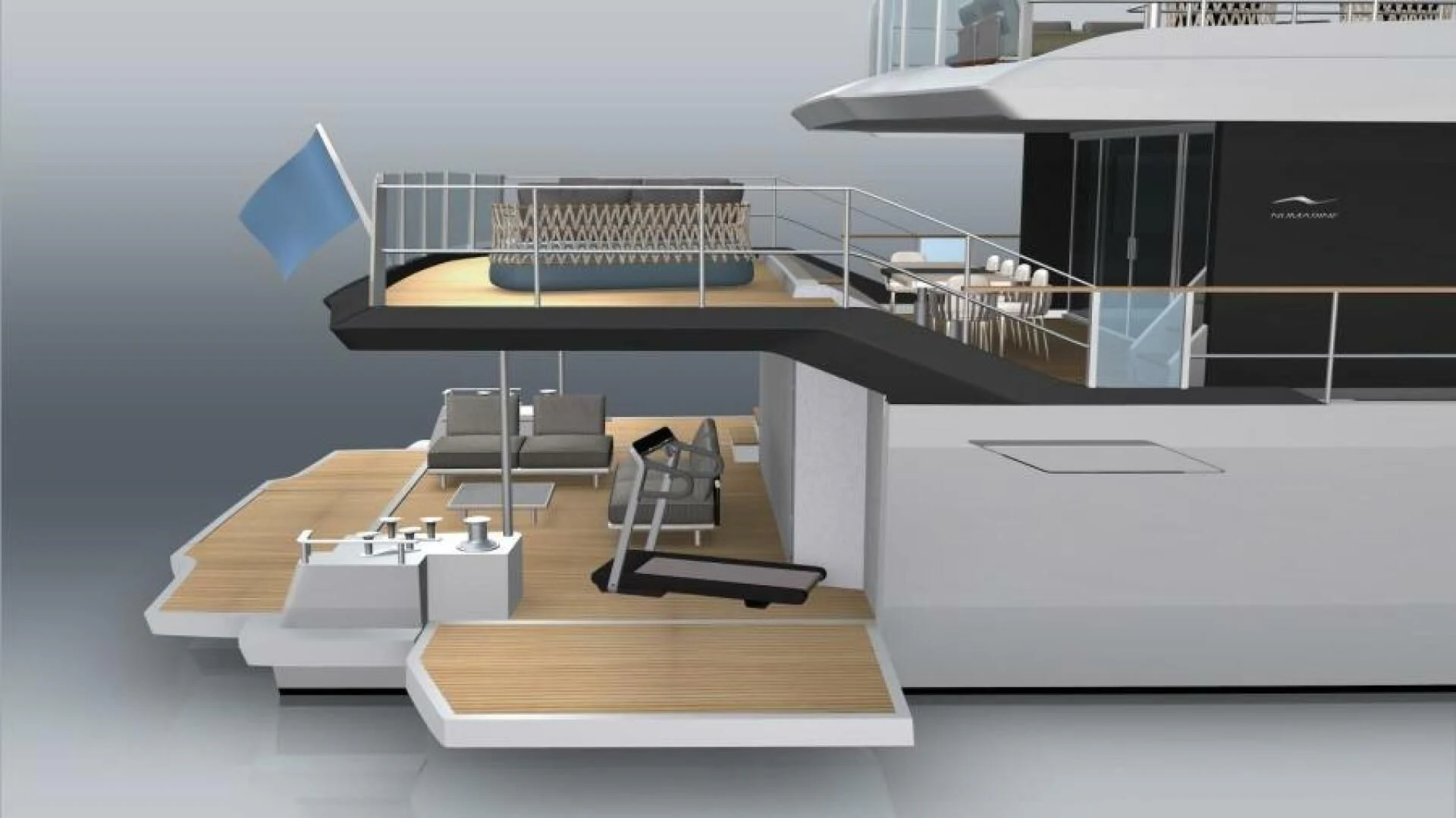 a room with a table and chairs aboard NUMARINE 22XP/07 Yacht for Sale