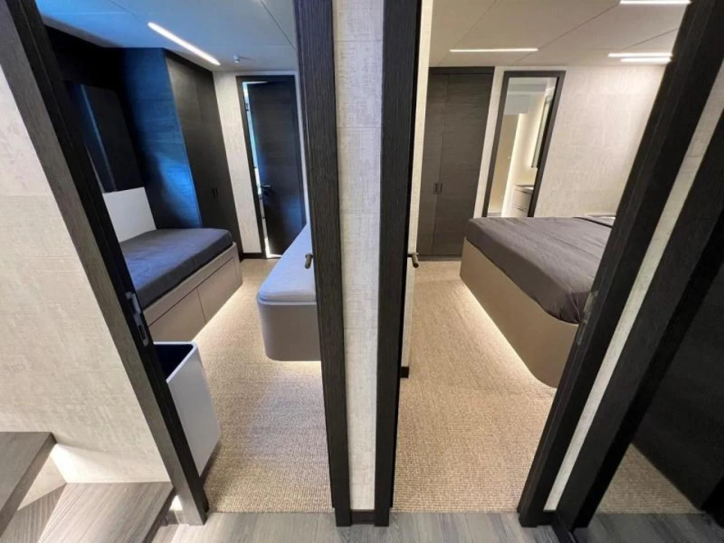 a room with a few seats aboard NUMARINE 22XP/07 Yacht for Sale