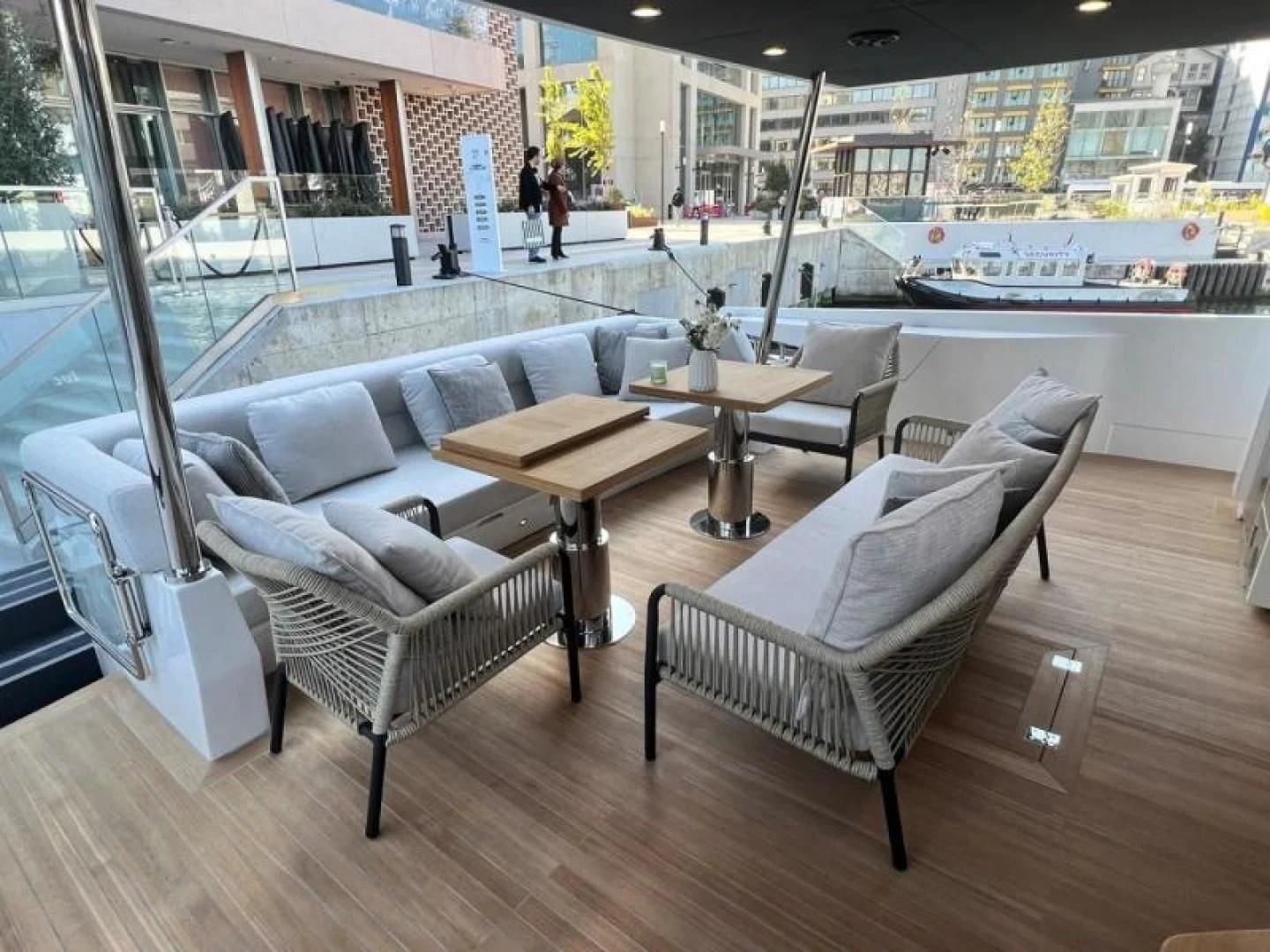 a room with a table and chairs aboard NUMARINE 22XP/07 Yacht for Sale