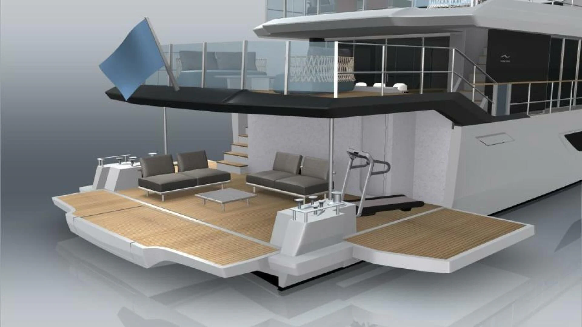 a room with a table and chairs aboard NUMARINE 22XP/07 Yacht for Sale