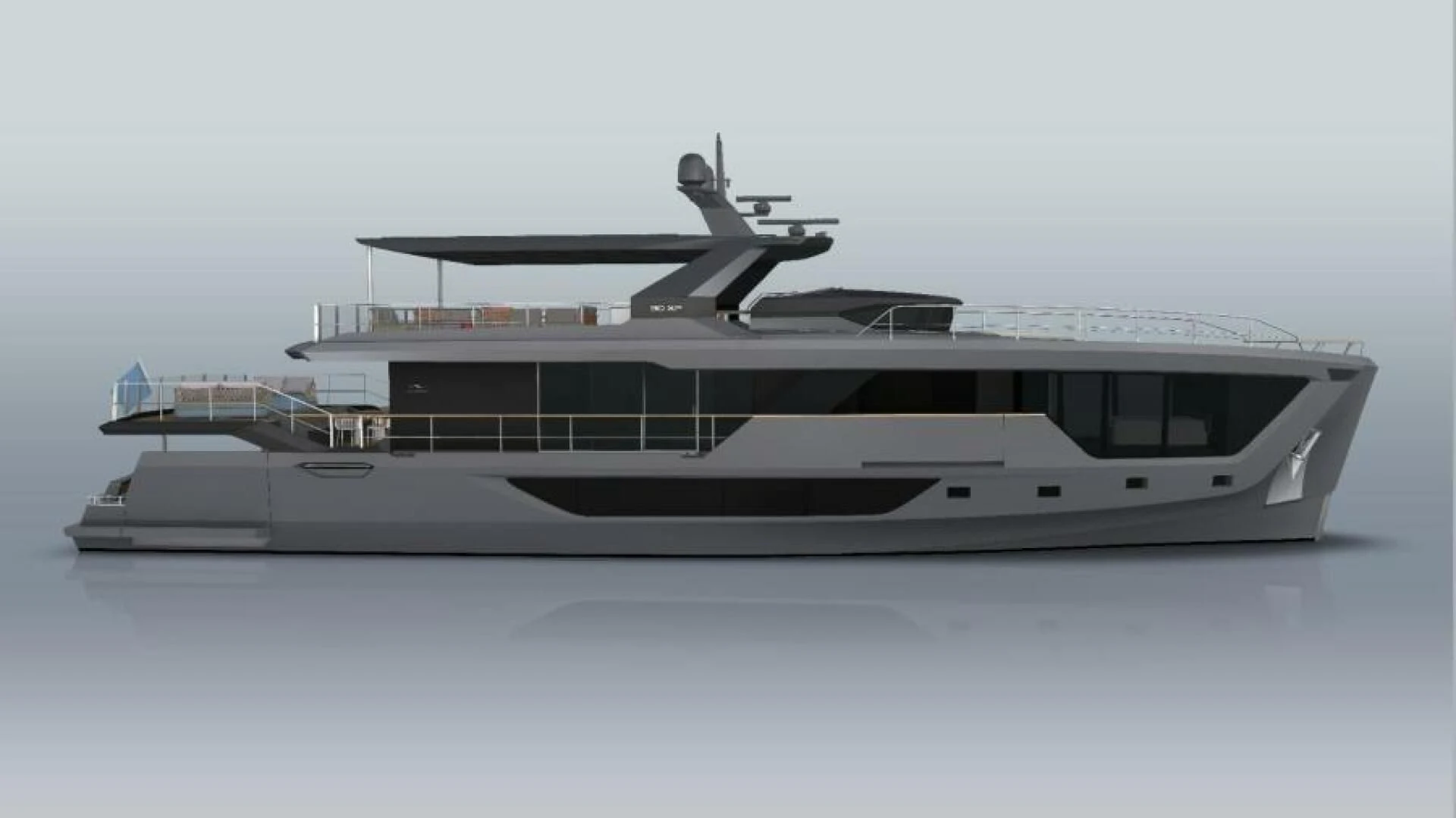 a boat with a helicopter on top aboard NUMARINE 22XP/07 Yacht for Sale