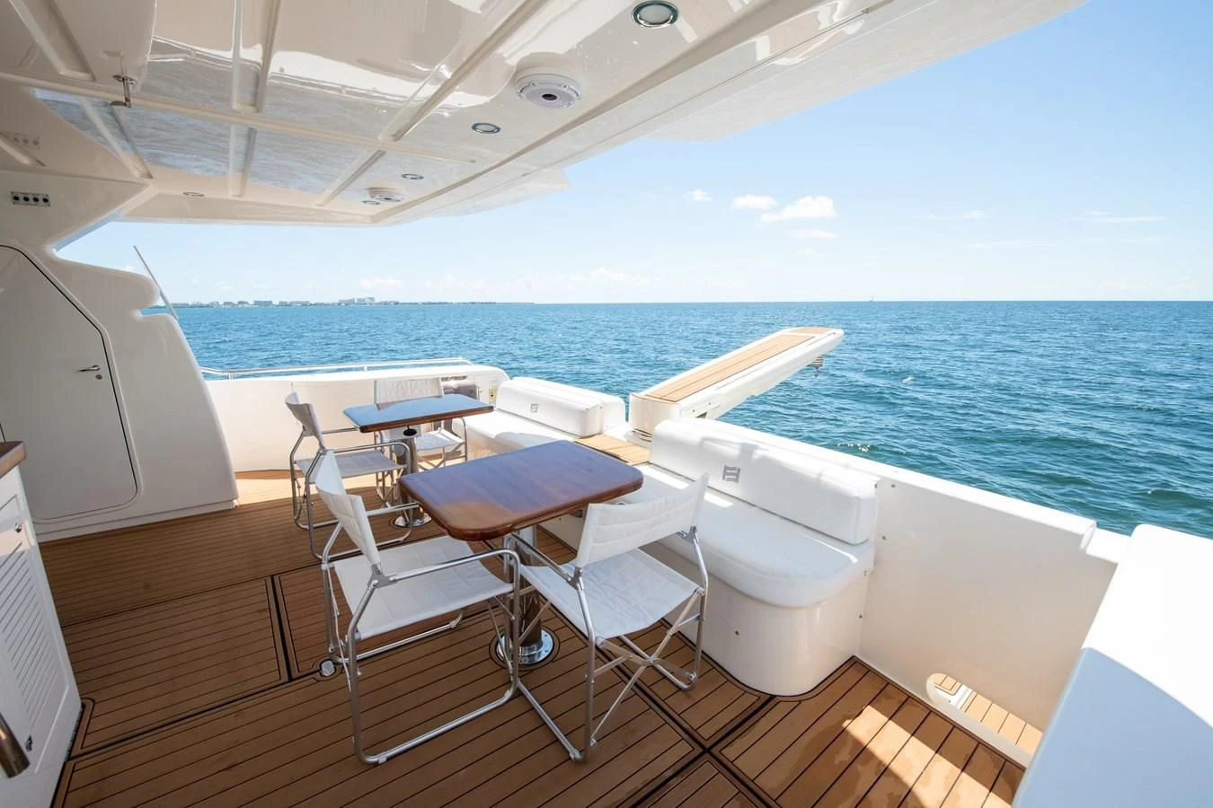 a boat on a deck aboard HOPE Yacht for Sale