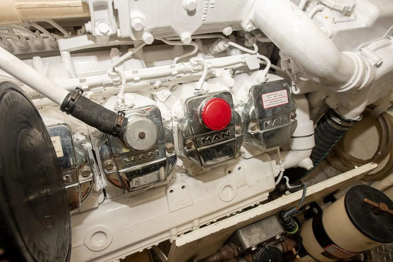 a car engine with a red light aboard HOPE Yacht for Sale