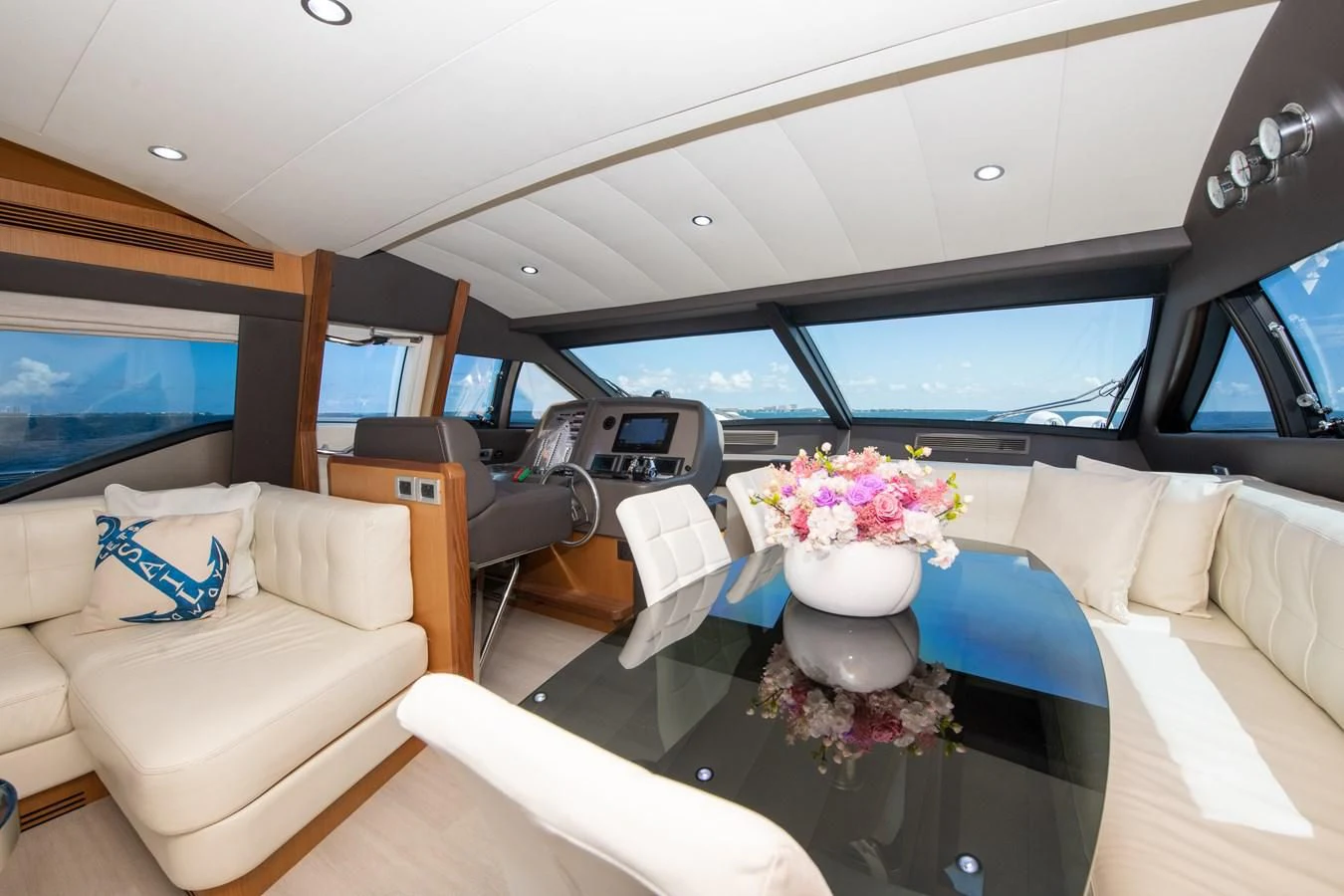 a car with a table and chairs aboard HOPE Yacht for Sale