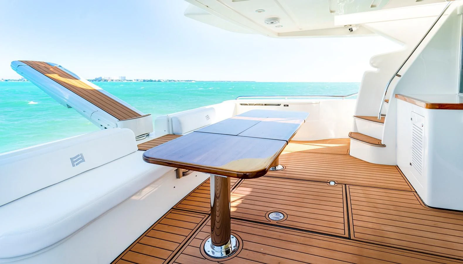 a table on a boat aboard HOPE Yacht for Sale