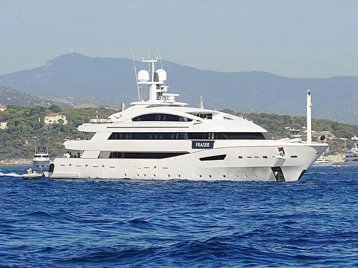 a white yacht in the water aboard BEATRIX Yacht for Sale