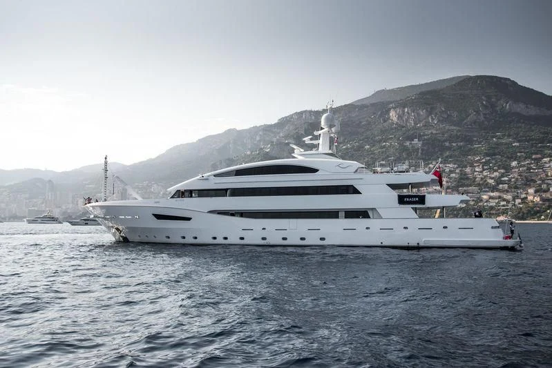 a white yacht in the water aboard BEATRIX Yacht for Sale