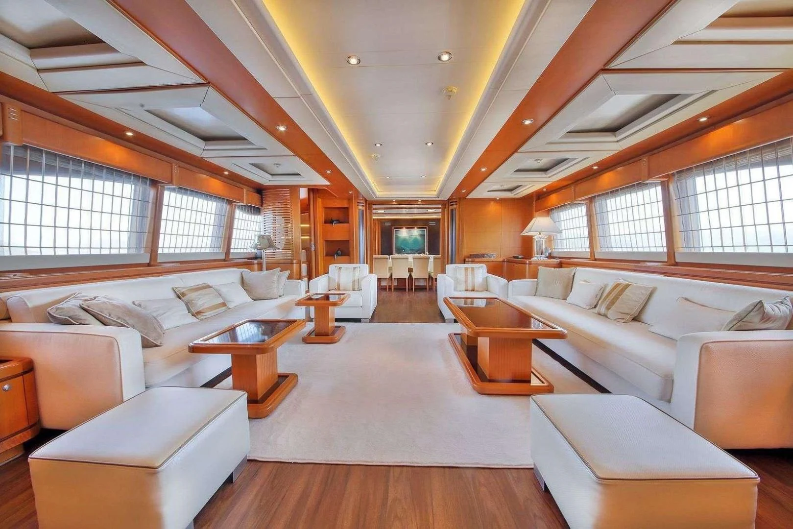 a large living room with a large window aboard ARIELA Yacht for Sale