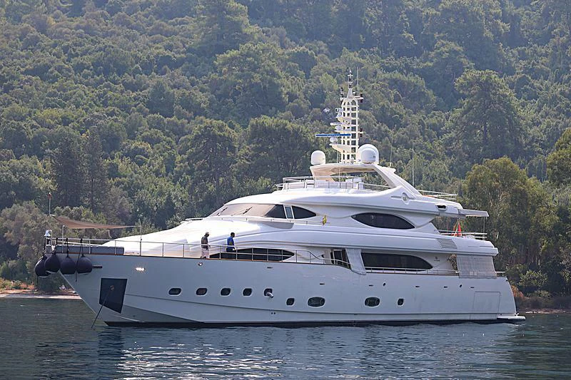 a white yacht on the water aboard ARIELA Yacht for Sale