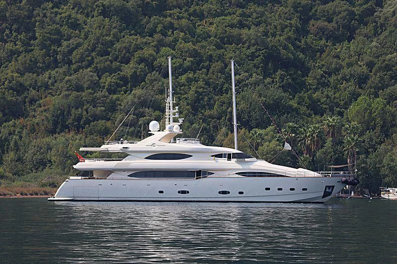 a white yacht in the water aboard ARIELA Yacht for Sale