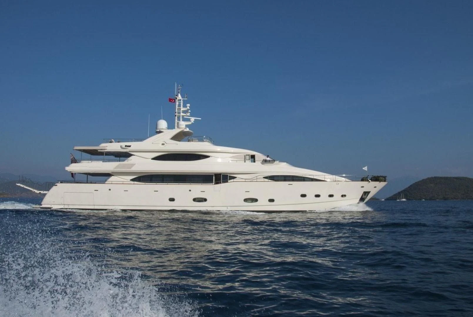a white yacht on the water aboard ARIELA Yacht for Sale
