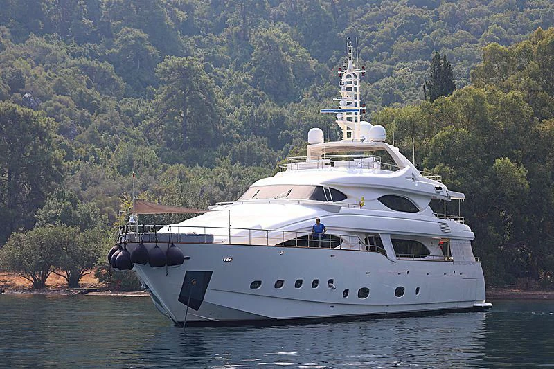 a large white boat on the water aboard ARIELA Yacht for Sale