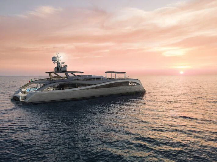 a white yacht in the water aboard SEAWOLF X Yacht for Sale