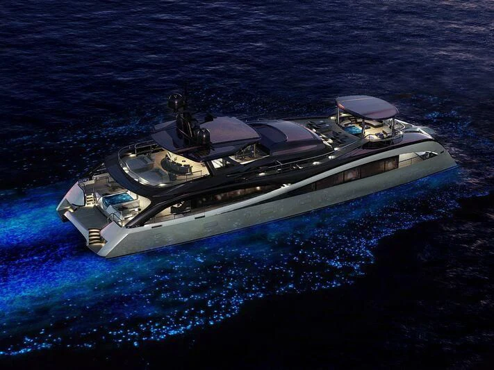 a space ship in the water aboard SEAWOLF X Yacht for Sale