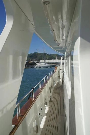 a boat dock with boats aboard AMANZI Yacht for Sale