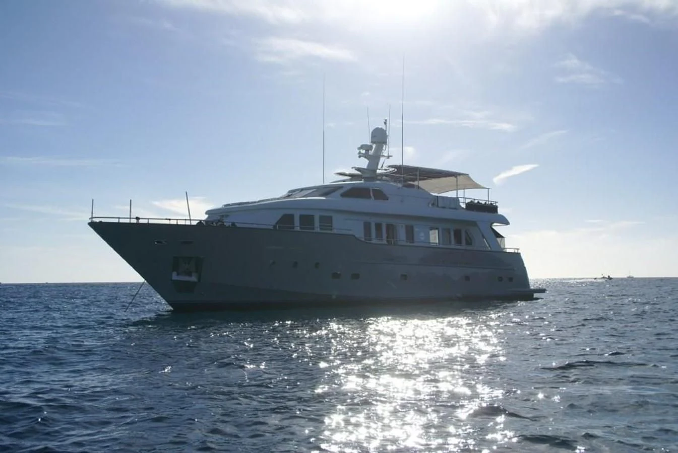 a boat in the water aboard AMANZI Yacht for Sale