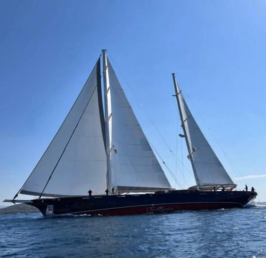 a large sailboat on the water aboard SALLYNA Yacht for Sale