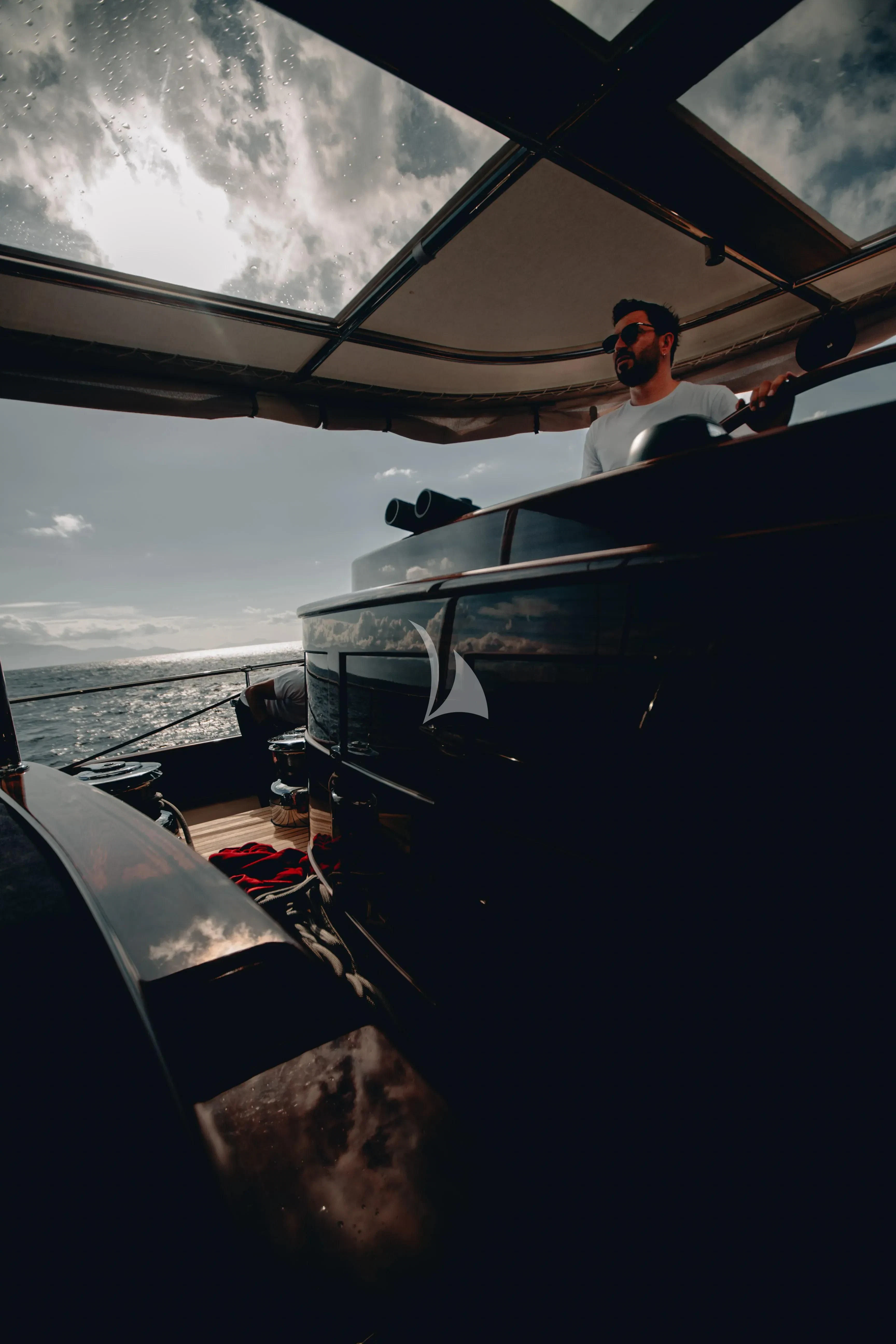 a person on a boat aboard SALLYNA Yacht for Sale