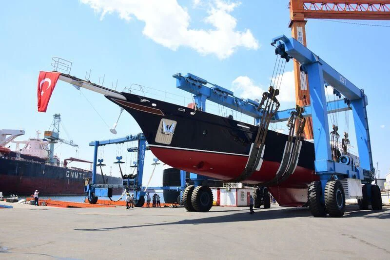 a large machine on a trailer aboard SALLYNA Yacht for Sale