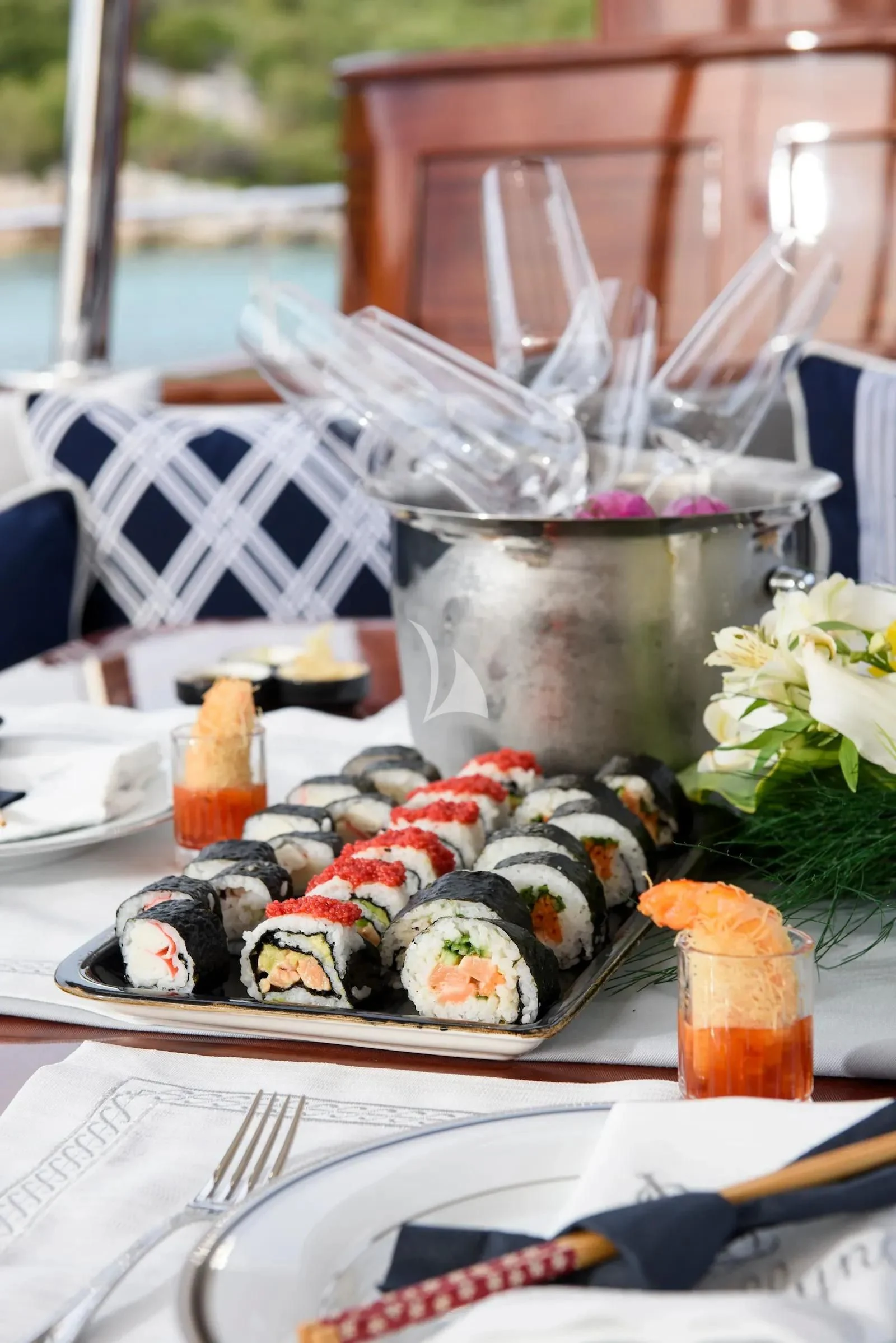 a plate of dessert aboard SALLYNA Yacht for Sale