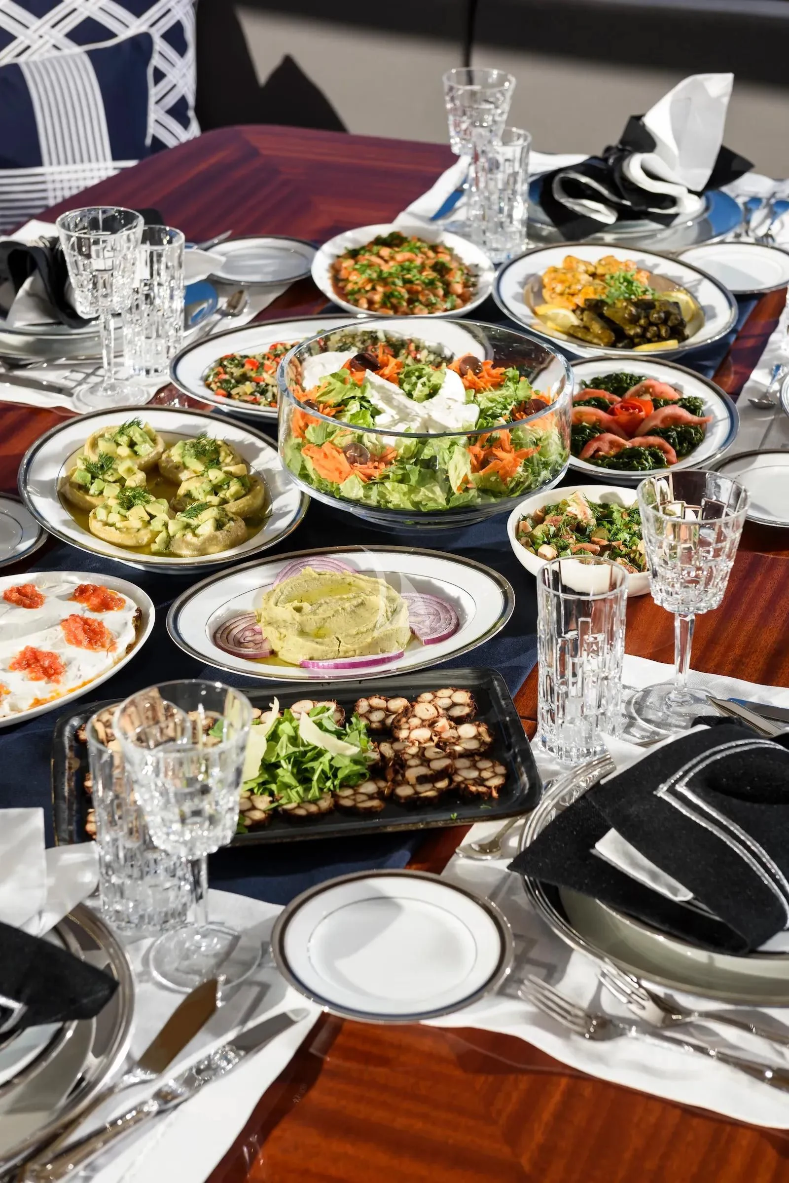 a table full of food aboard SALLYNA Yacht for Sale