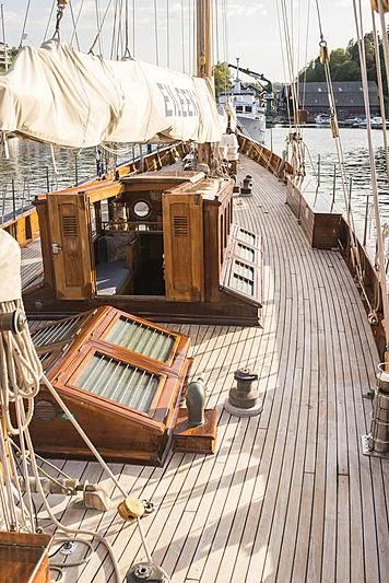 a boat on a deck aboard EILEEN II Yacht for Sale