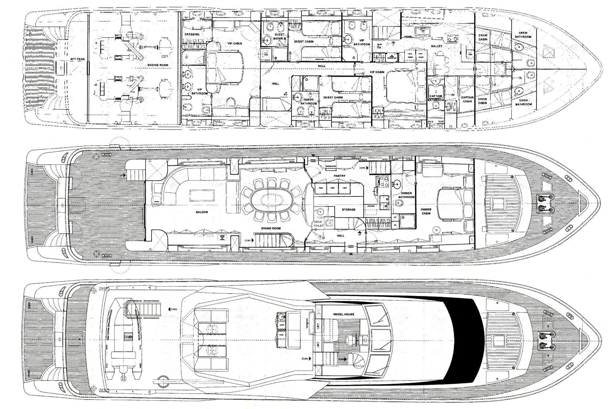 diagram, engineering drawing aboard MANTRA Yacht for Sale