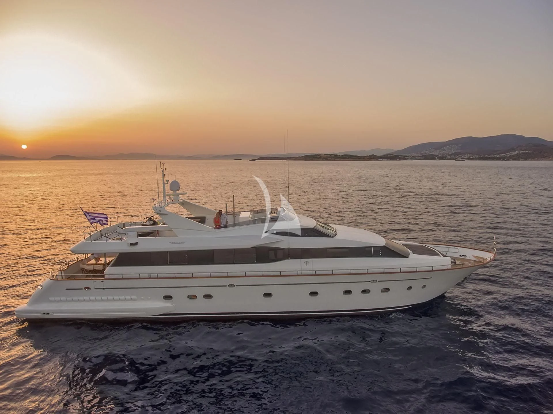 a white yacht in the water aboard MANTRA Yacht for Sale