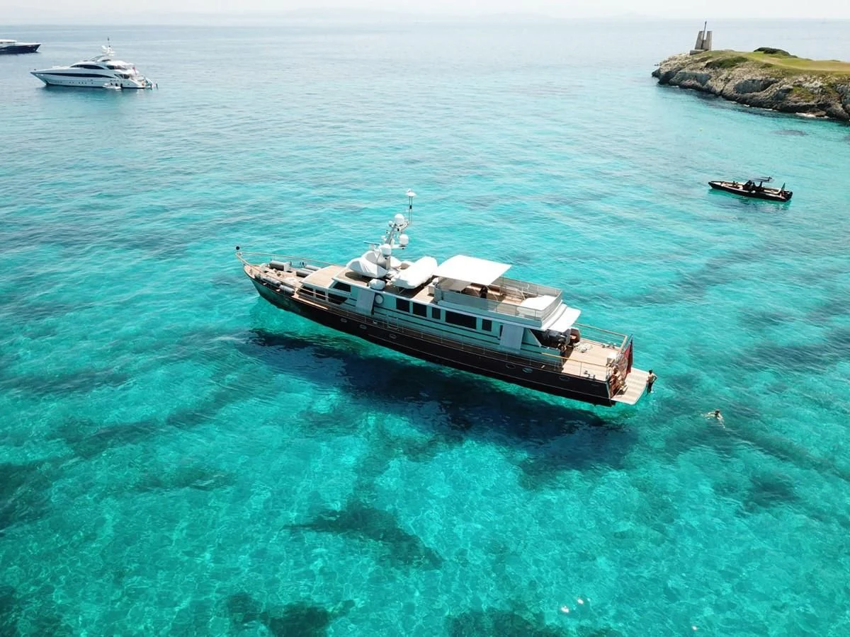 a boat in the water aboard TEMPEST WS Yacht for Charter