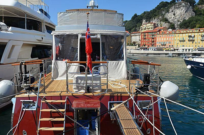 a boat docked at a pier aboard TEMPEST WS Yacht for Charter