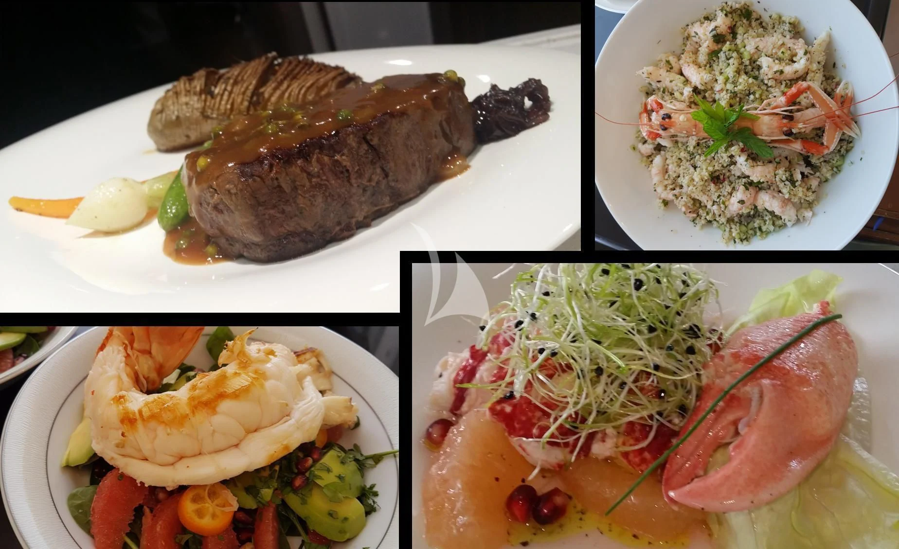 a variety of food items on a table aboard TEMPEST WS Yacht for Charter