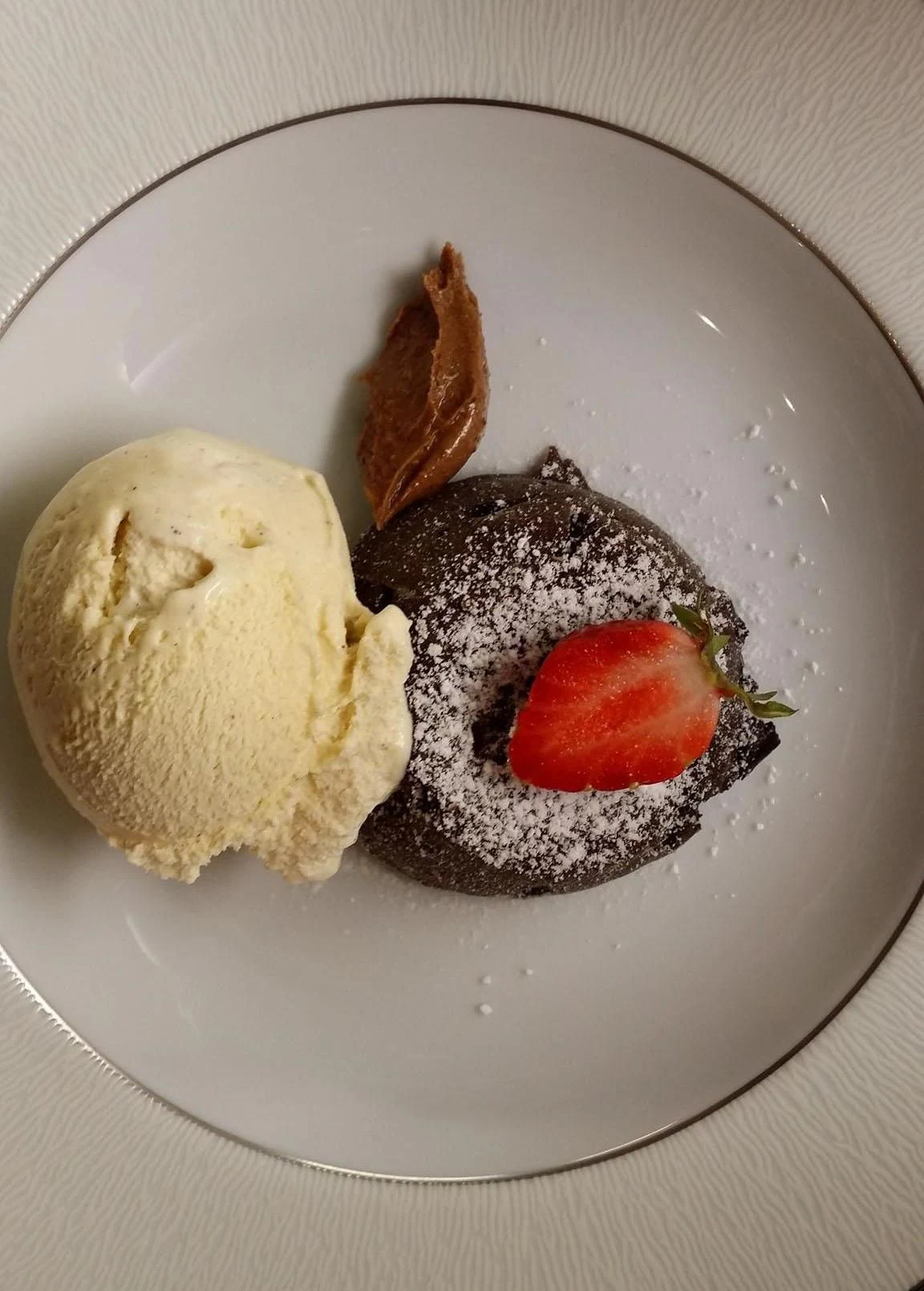 a plate of food aboard TEMPEST WS Yacht for Charter