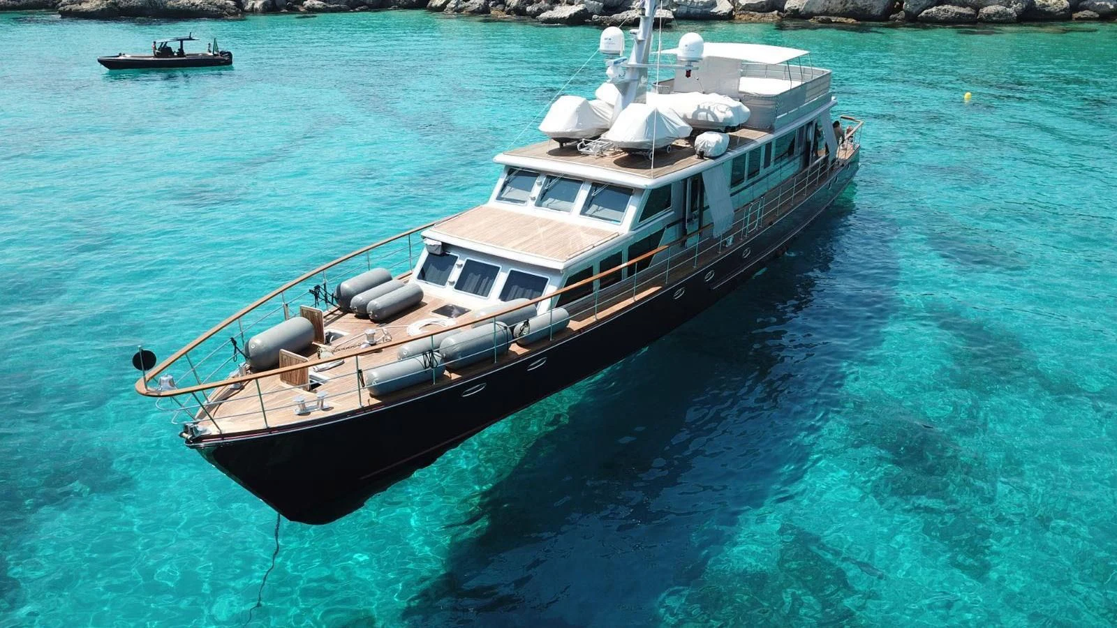 a boat in the water aboard TEMPEST WS Yacht for Charter
