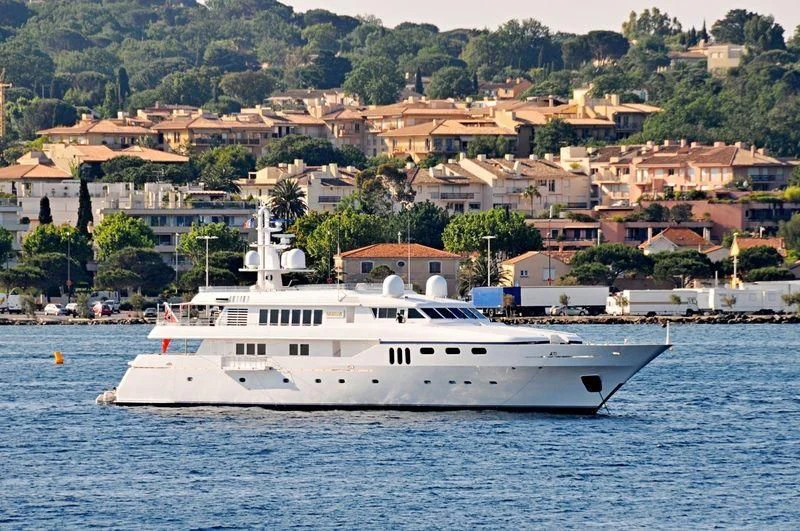 a boat in the water aboard TEMPO Yacht for Sale