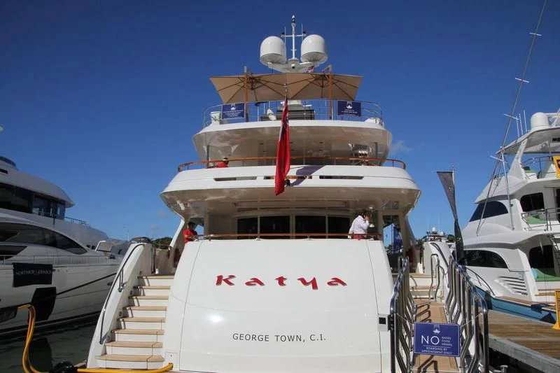 a boat docked at a pier aboard AVALON Yacht for Sale