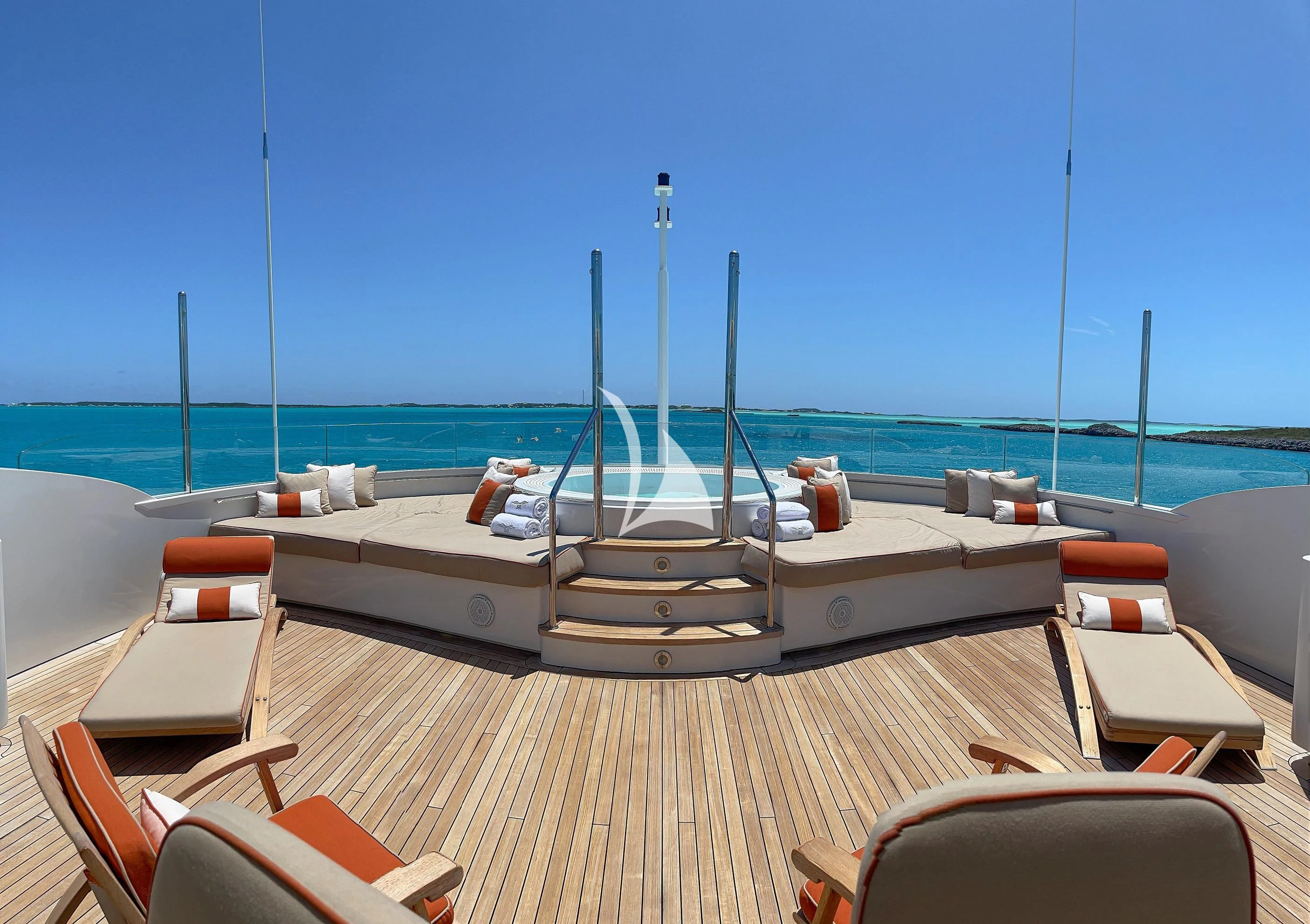 a boat on a deck aboard AVALON Yacht for Sale