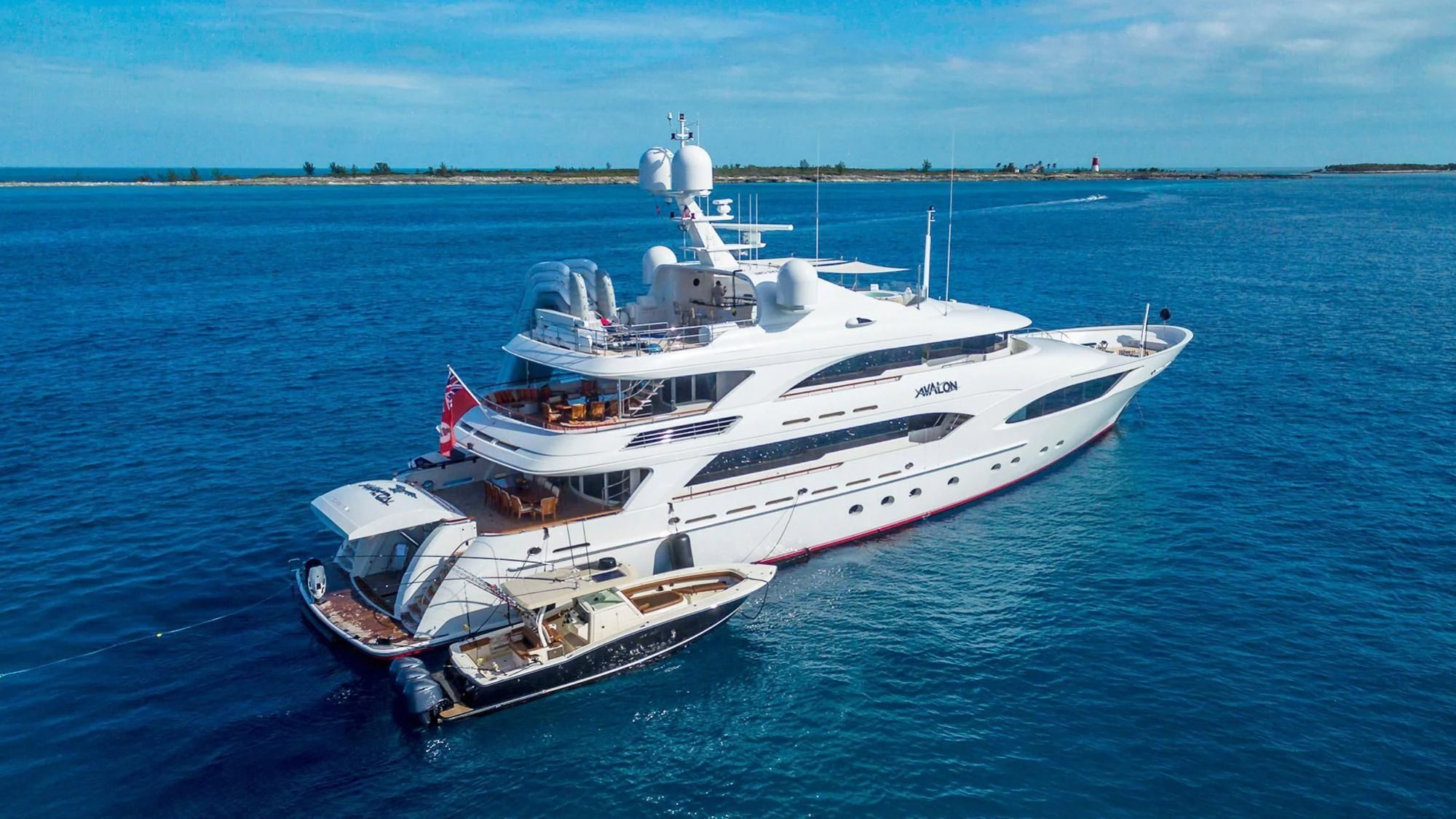a boat in the water aboard AVALON Yacht for Sale
