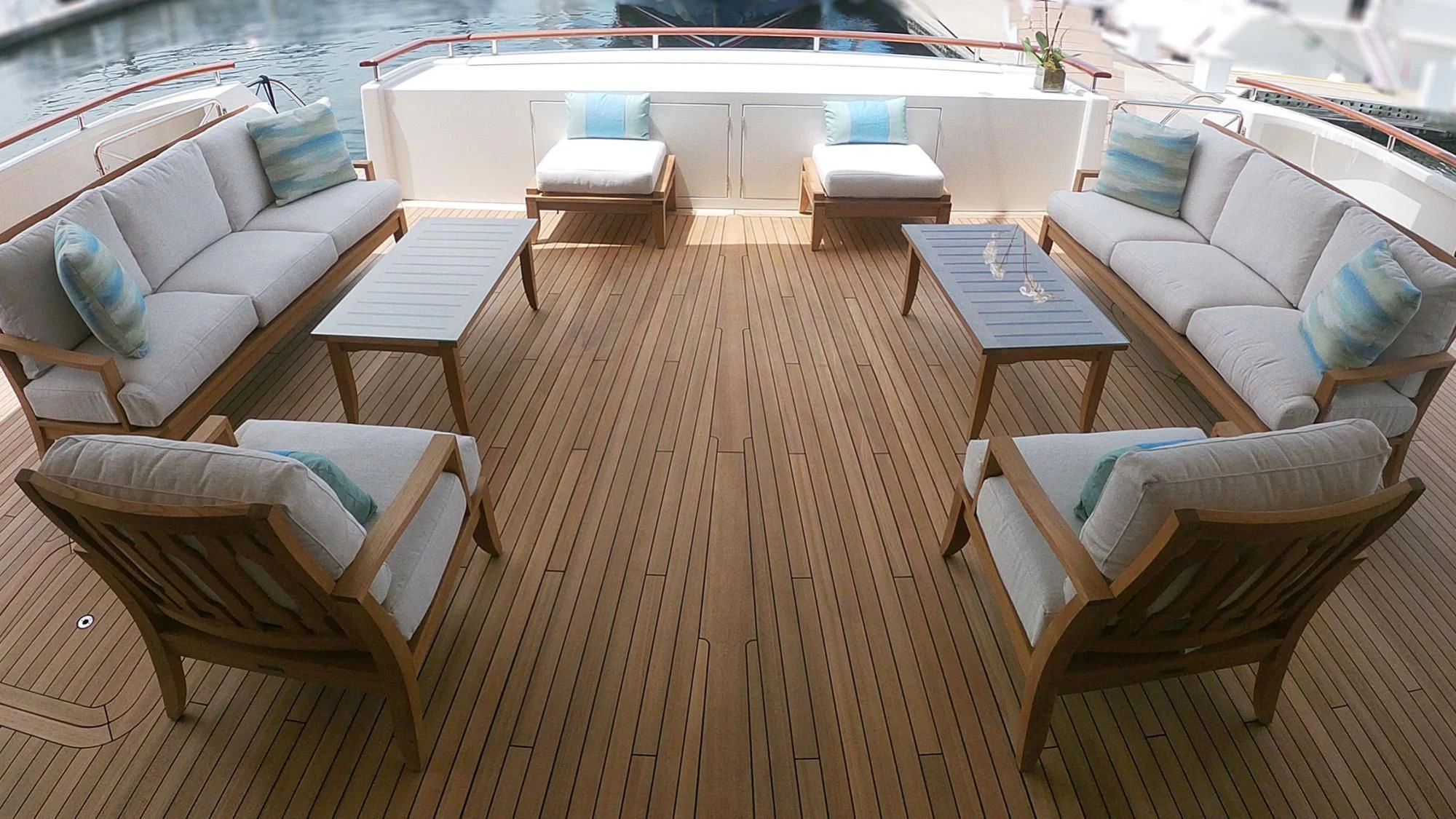 a boat on a deck aboard AVALON Yacht for Sale