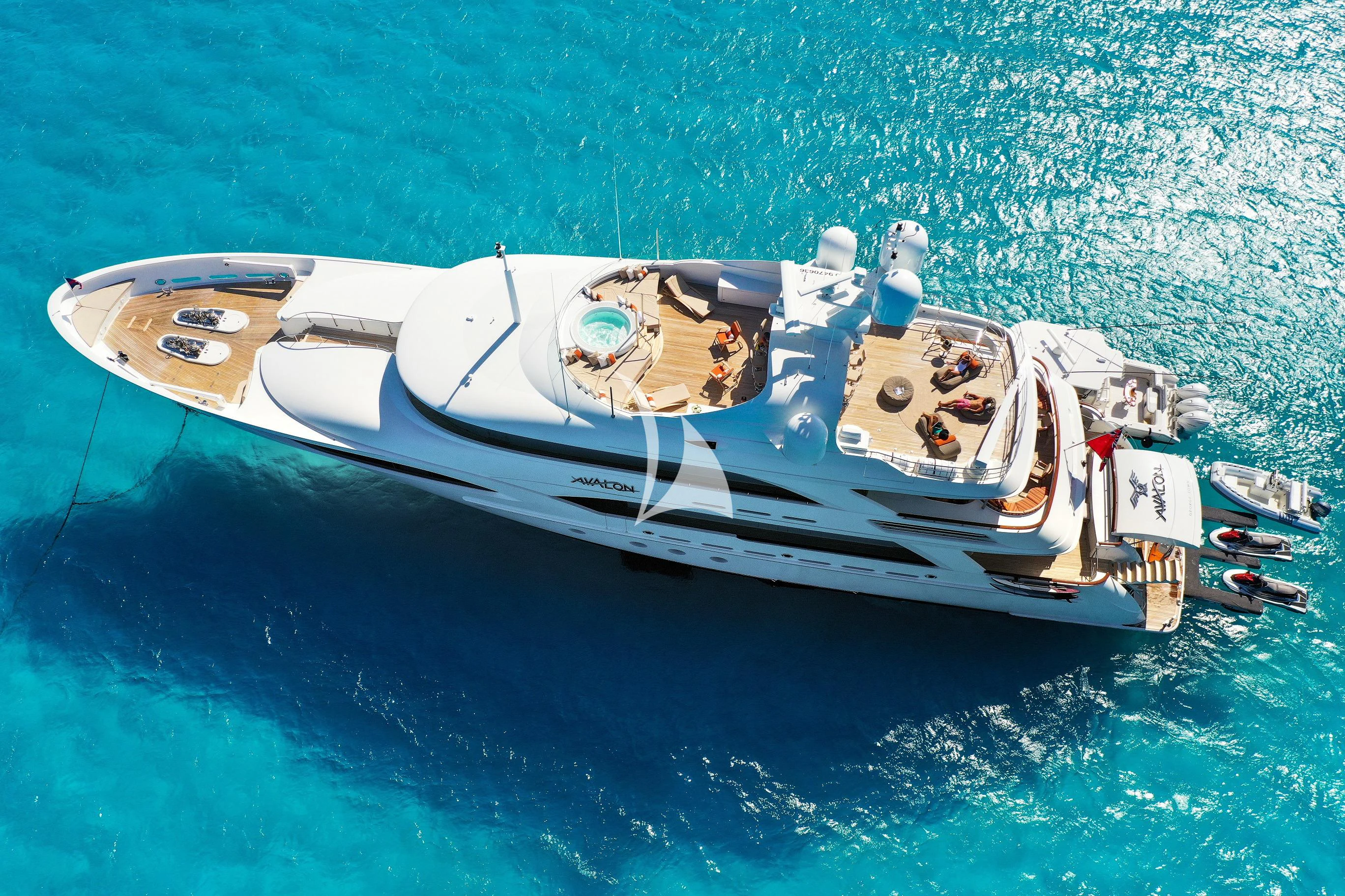 a boat in the water aboard AVALON Yacht for Sale