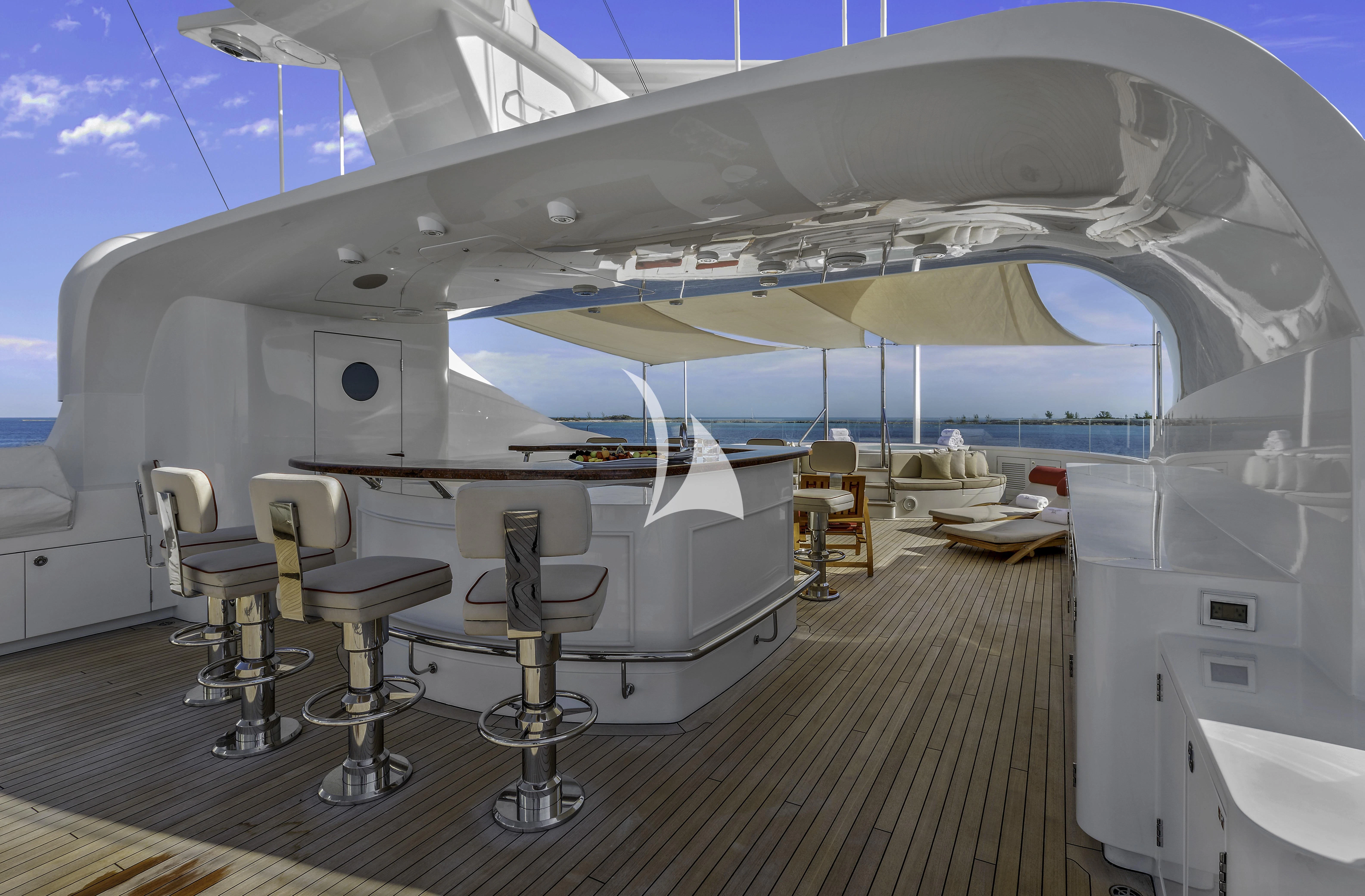 inside of a space ship aboard AVALON Yacht for Sale