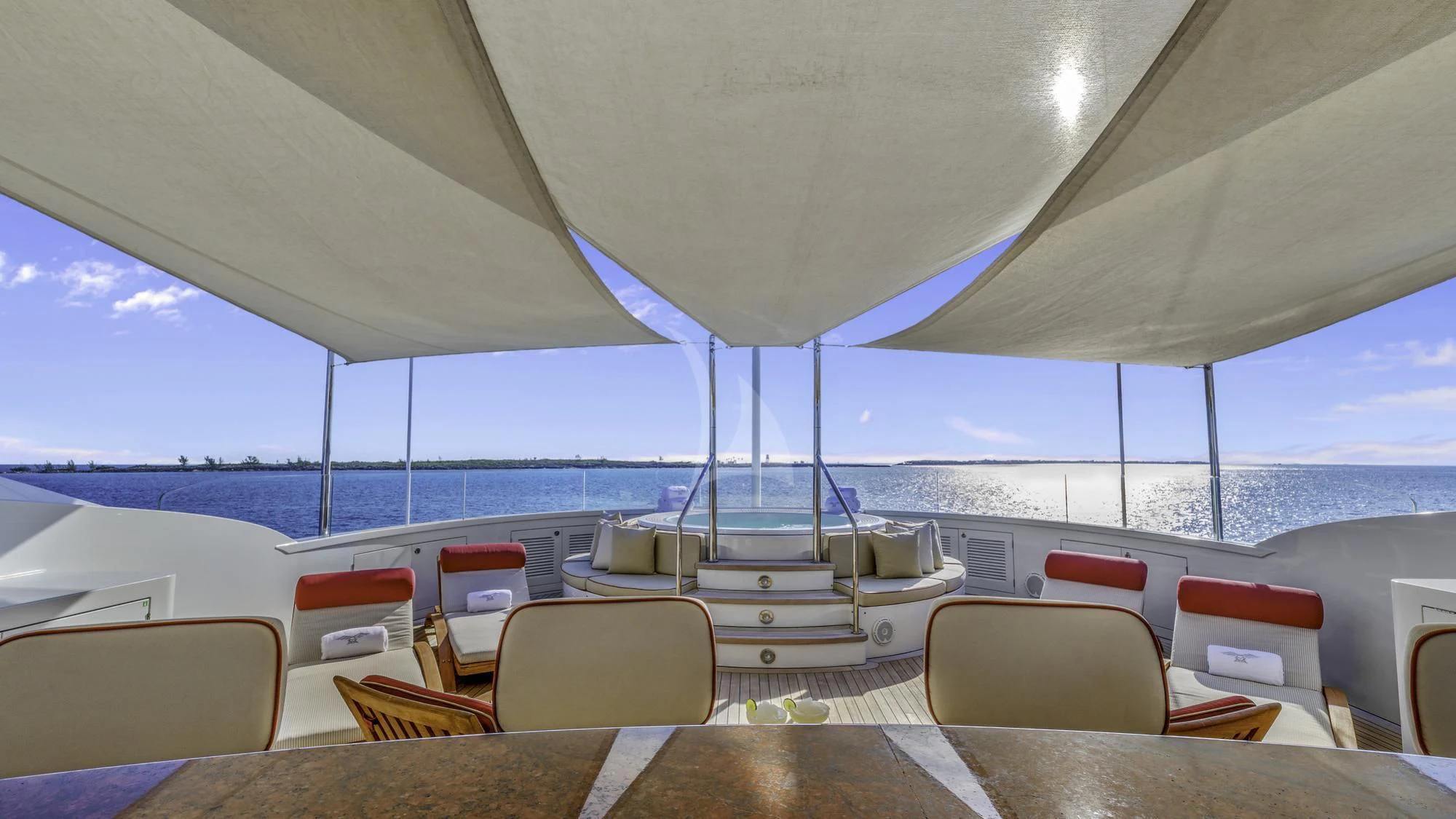 inside of a boat aboard AVALON Yacht for Sale